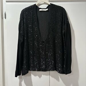 Robert Rodriguez Black Silk Sequin Textured Top 6